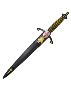 Schwarzer Templer mittelalterlicher Dolch Schutzschild Kreuz 2