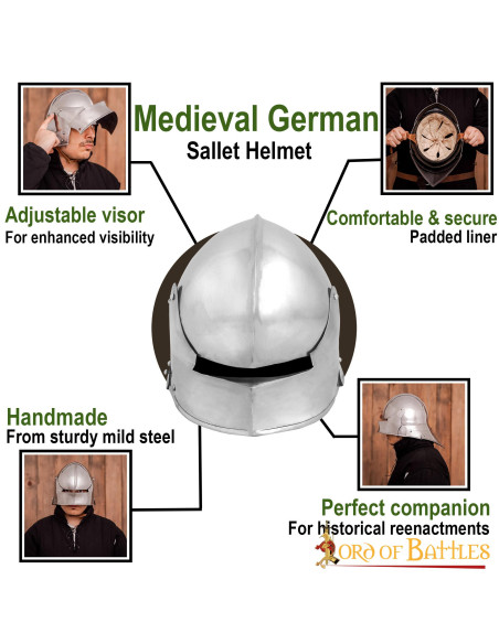 Duitse Sallet middeleeuwse helm, met...