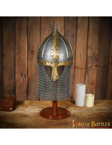 Holzständer für Helme, Höhe 45,7 cm.