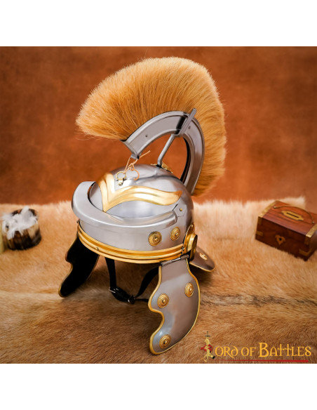 Romeinse hoofdmanhelm met bruine pluim