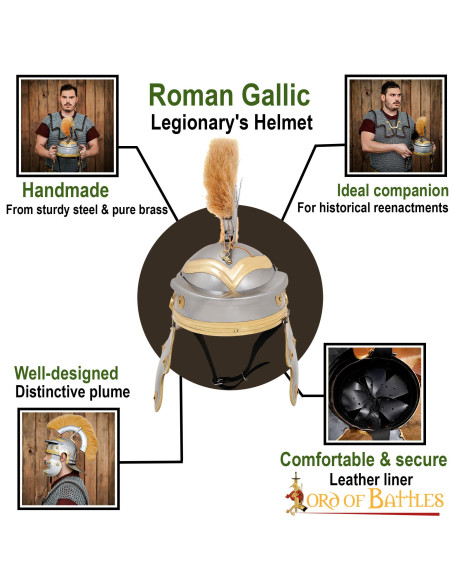 Römischer Centurio-Helm mit braunem...