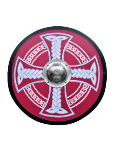 Vikingeskjold malet med keltisk kors, 61 cm. ENTEN