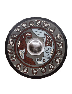 Vikingschild beschilderd met raaf en triquetten, 61 cm. OF