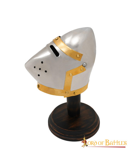 Mini casco bacinete Pig Face, con stand Mini casco bacinete Pig Face, con stand