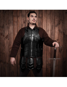 Coraza ennegrecida Caballero Medieval, acero dulce