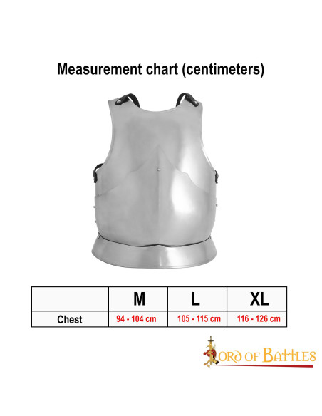Gotisk cuirass poleret blødt stål