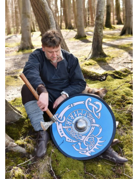 Håndmalet vikingeskjold med Fenrir,...