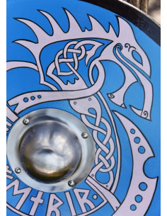 Escudo Vikingo pintado a mano con Fenrir, 61 cm. Ø 2