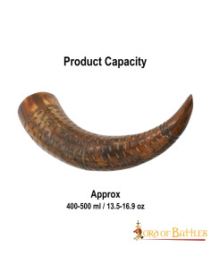 Cuerno vikingo para beber en asta de buey (400-500 ml.) 2