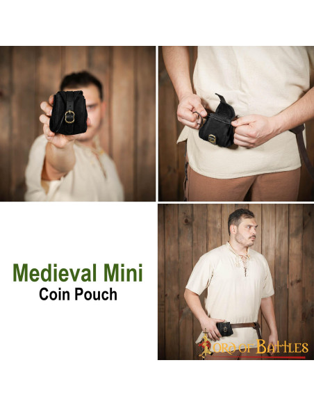 Monedero medieval hecho a mano en piel