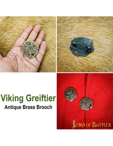 Broche vikingo Greiftier en latón