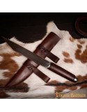Cuchillo Seax vikingo con funda en cuero