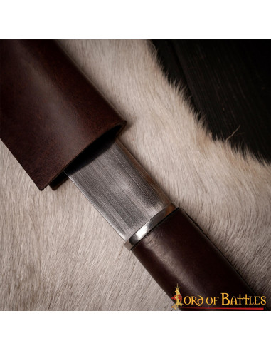Cuchillo Seax vikingo con funda en cuero
