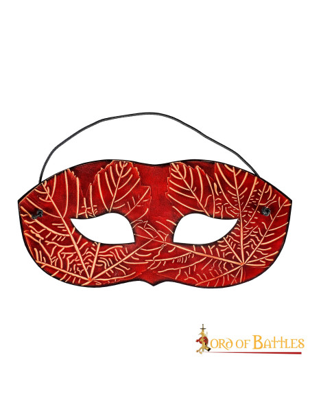 Antifaz rojo en piel con motivos de... Antifaz rojo en piel con motivos de...