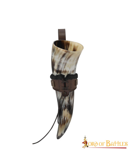 Tahalí til horn i foret læder, brun...