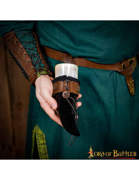 Tahalí voor hoorns in gevoerd leer,...