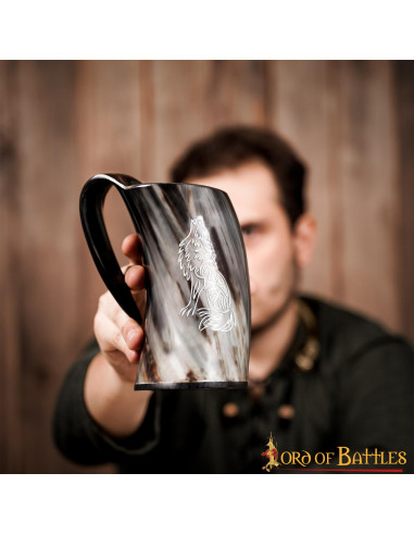 Viking huilende wolf bierpul, (600 ml.)
