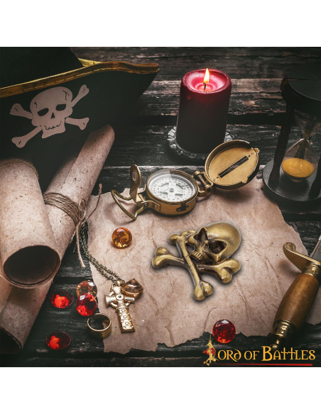 Koperen piratenschedel patch voor LARP