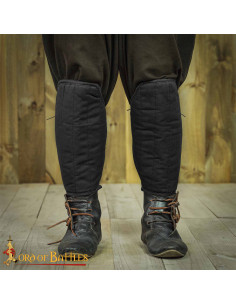 Gepolsterte mittelalterliche Beinschienen, schwarze Farbe