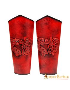 Drachen-Fantasie-Armbänder aus geprägtem Leder, rot