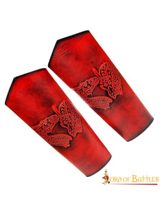 Drachen-Fantasie-Armbänder aus geprägtem Leder, rot 2