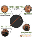Bebaarde vikingbijl met koolstofstalen kop