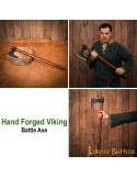 Bebaarde vikingbijl met koolstofstalen kop