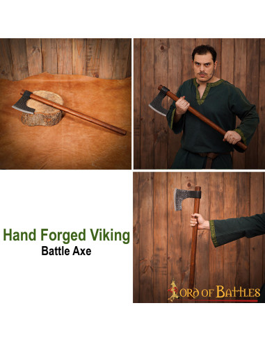 Bebaarde vikingbijl met koolstofstalen kop
