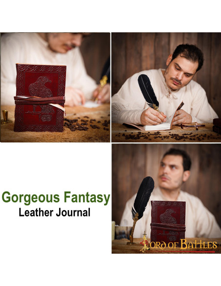 Diario de notas águila celta en cuero