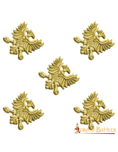Set van 5 Heraldische adelaarsriemkopspijkers (2,5x2,4 cm.)