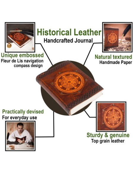 Fleur de Lis Logbuch, Leder