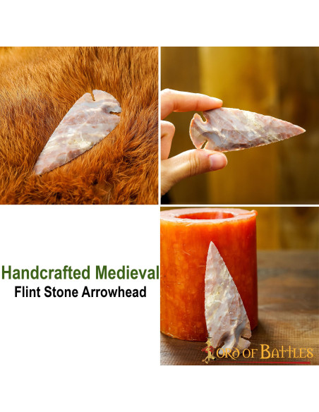 Håndlavet pilespids af flintsten,...