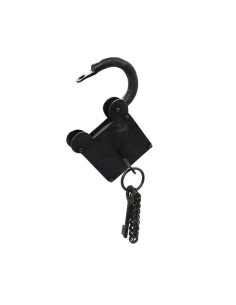 Candado medieval cuadrado con llaves, hierro forjado 2