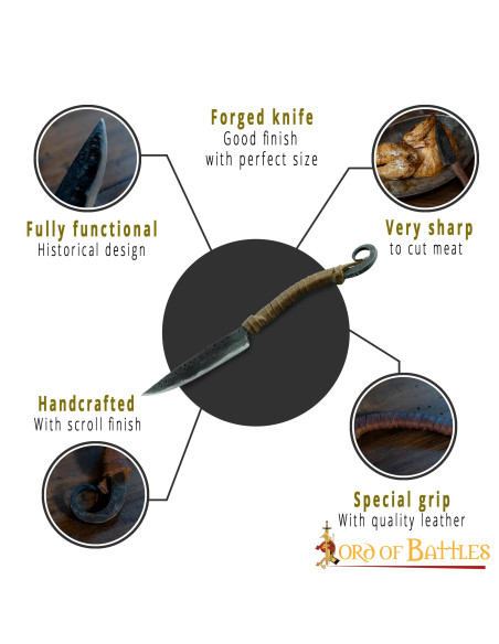 Cuchillo medieval funcional forjado
