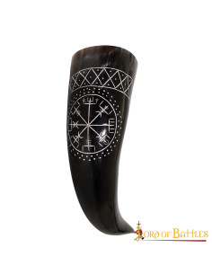 Cuerno Vikingo Vegvisir en cuero de Buey 2