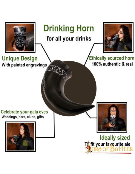 Wikinger-Vegvisir-Horn aus Ochsenleder