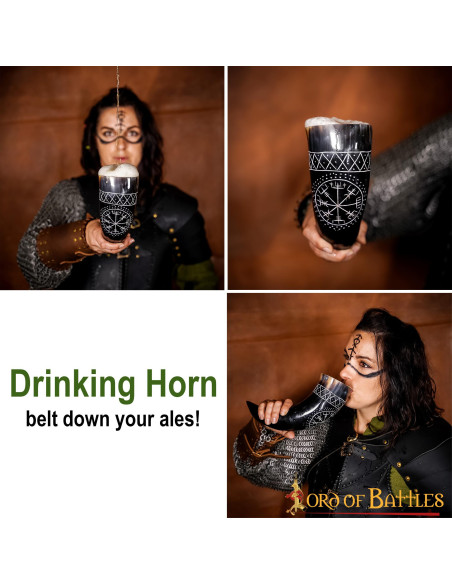 Wikinger-Vegvisir-Horn aus Ochsenleder