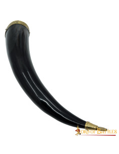 Wikinger-Trinkhorn mit Messingbeschlägen, 300-400 ml.