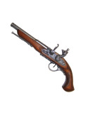 Flintlock pistool, 18e eeuw. (linkshandig)