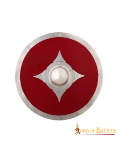 Escudo vikingo de combate de madera roja