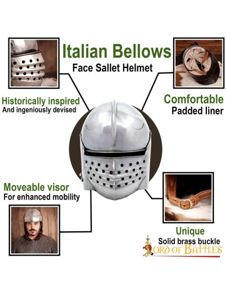 Casco Sallet Italiano con forro... Casco Sallet Italiano con forro...