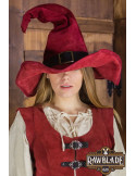 Sombrero de bruja Wikka en cuero rojo
