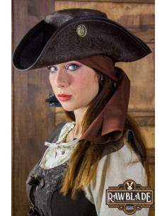 Sombrero pirata tricornio marrón oscuro, Deluxe