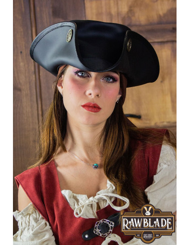 Series de tiempo Desigualdad tonto Sombrero pirata tricornio tres doblones, negro ⚔️ Tienda Medieval Talla L