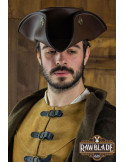 Sombrero pirata tricornio tres doblones, marrón oscuro