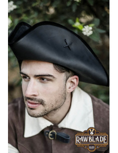 Jack Rackham Tricorne Pirate Hat, sort