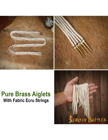 Juego 5 aiglets color crema con cordeles