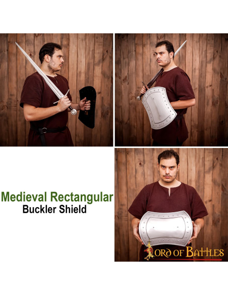 Broquel medieval rectangular en acero... Broquel medieval rectangular en acero...