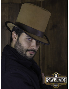 Sombrero de Copa Tepes en piel, marrón clara