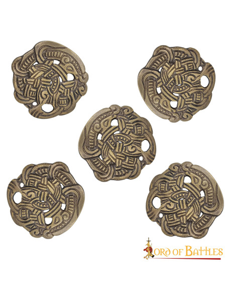 Set mit 5 Wikinger-Greiftierknöpfen Set mit 5 Wikinger-Greiftierknöpfen